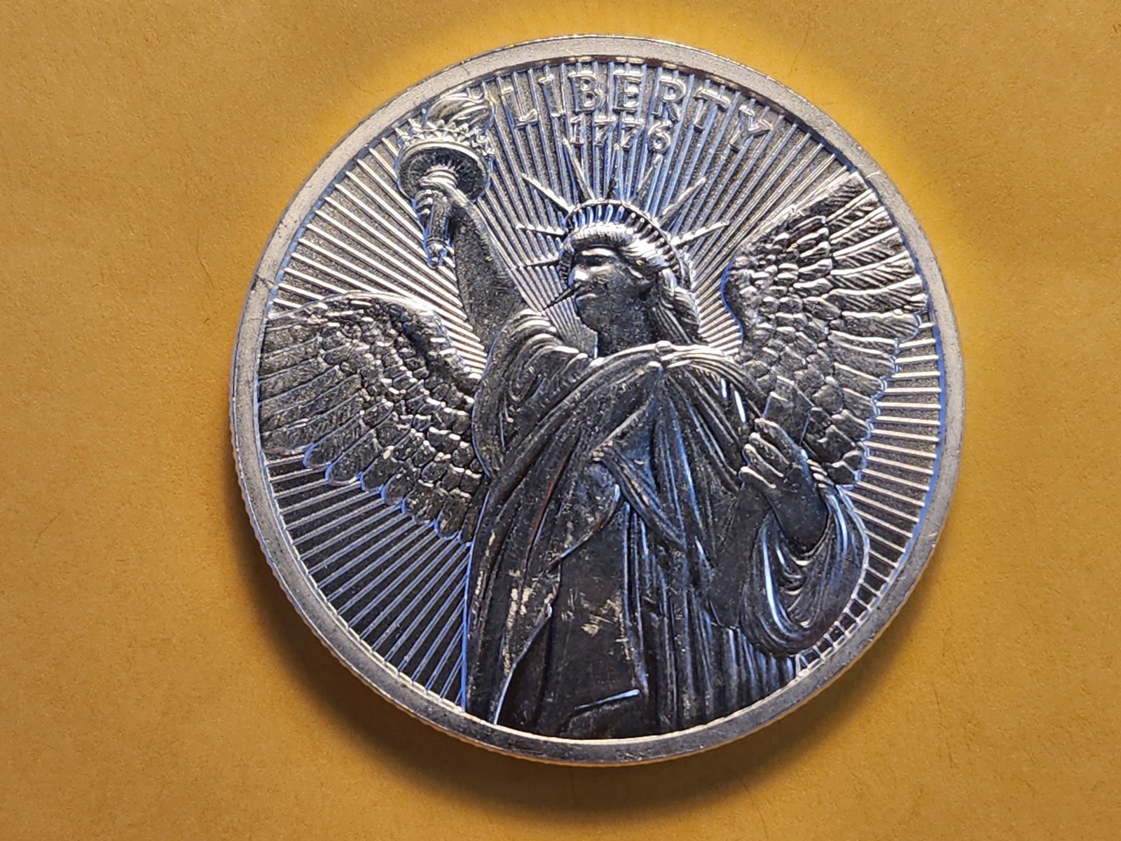 One and a Half Troy Ounce .999 Fine Silver Art Round: Liberty
