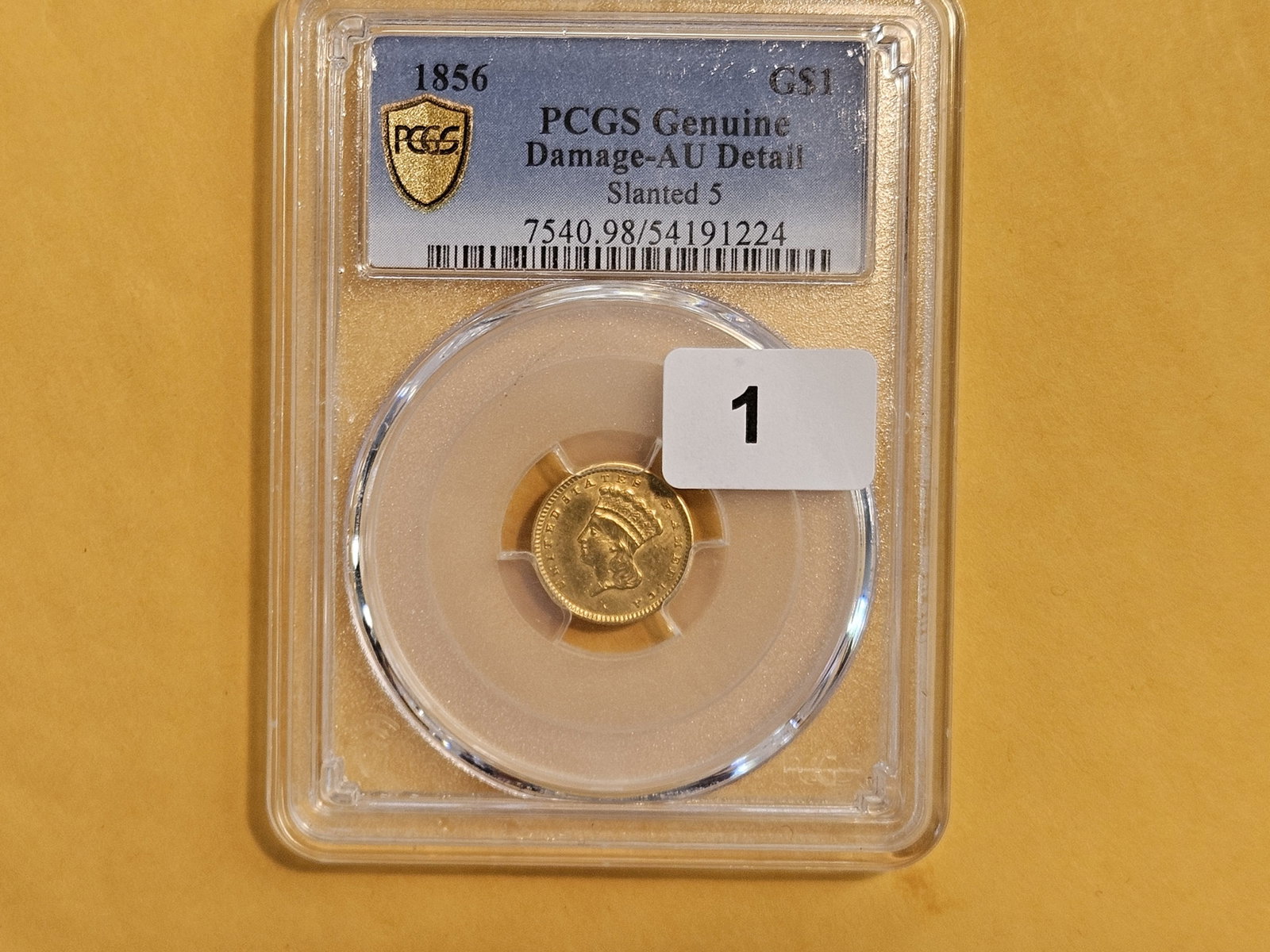 GOLD! PCGS 1856 Gold Dollar in Brilliant About Uncirculated plus - details - 2