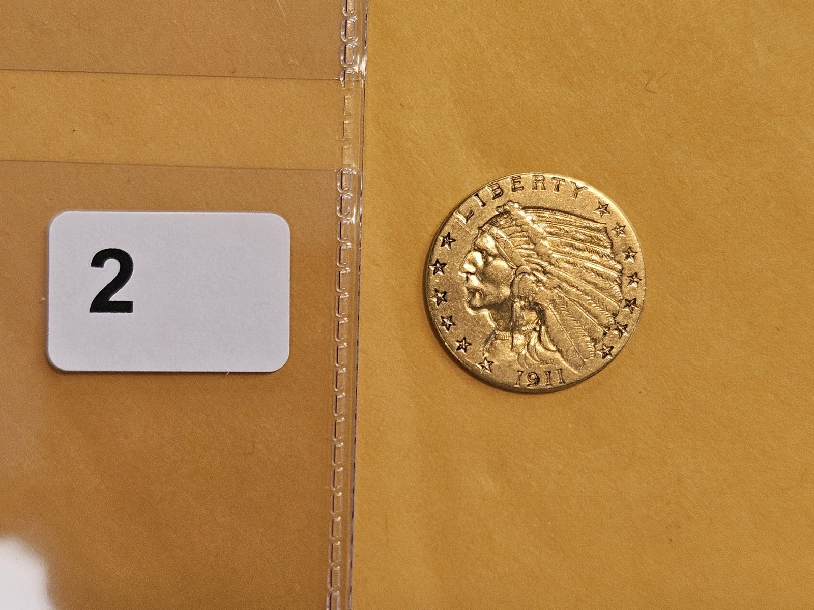 GOLD! Brilliant 1911 Indian Head Gold $2.5 Dollar Quarter Eagle - 2