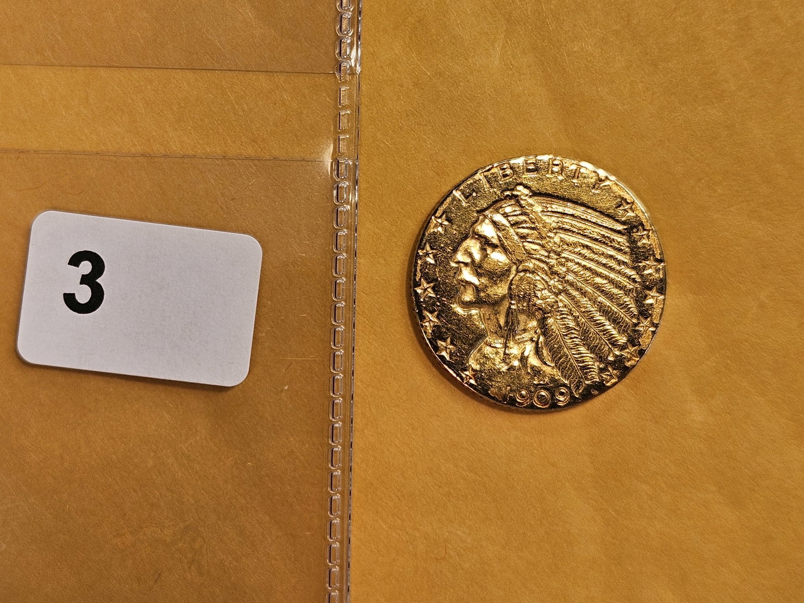 GOLD! Bright 1909-D Indian Head Gold FIVE Dollar Half-Eagle - 2
