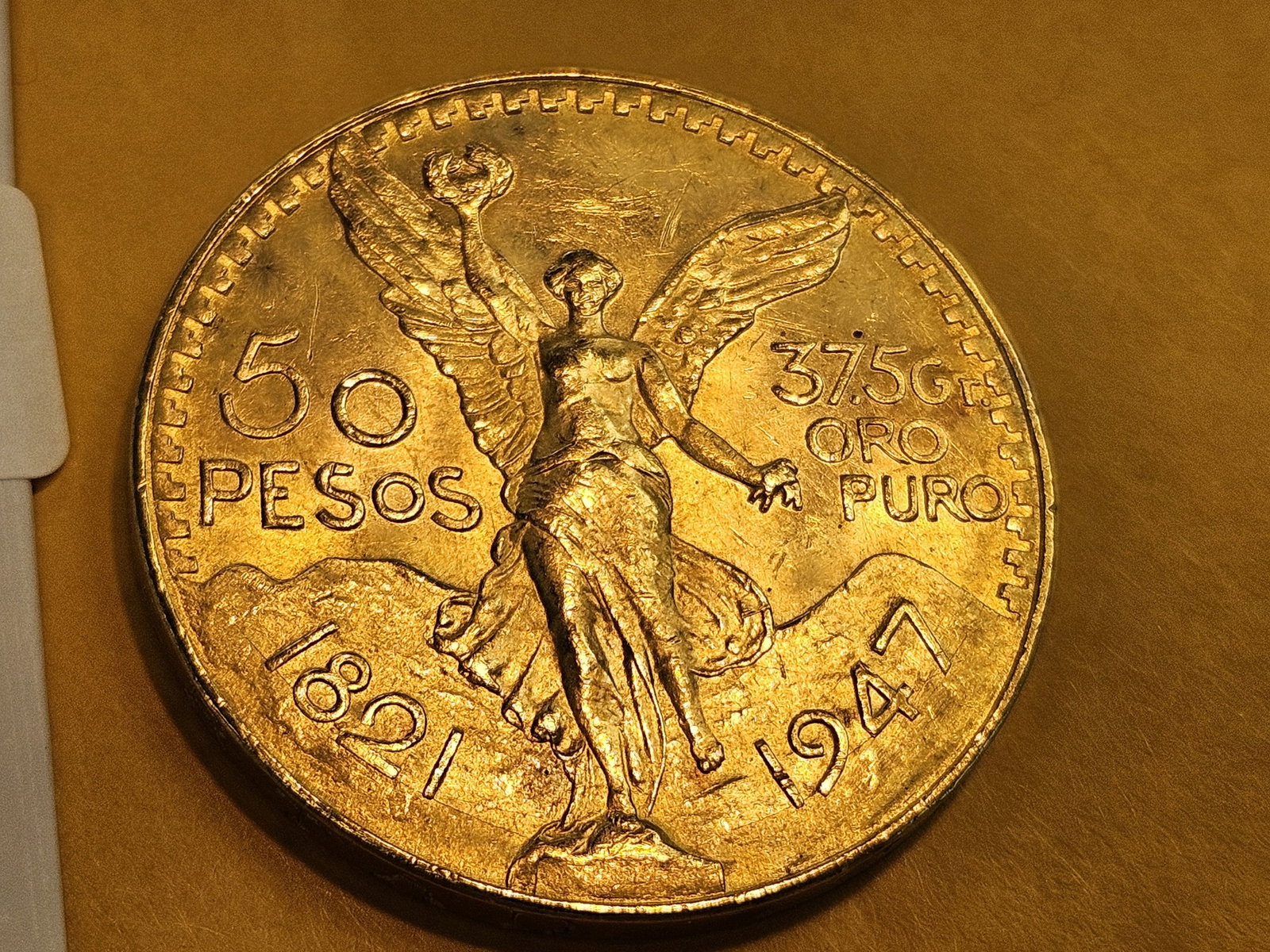 GOLD! Brilliant Uncirculated 1947 Mexico GOLD 50 Pesos - 3