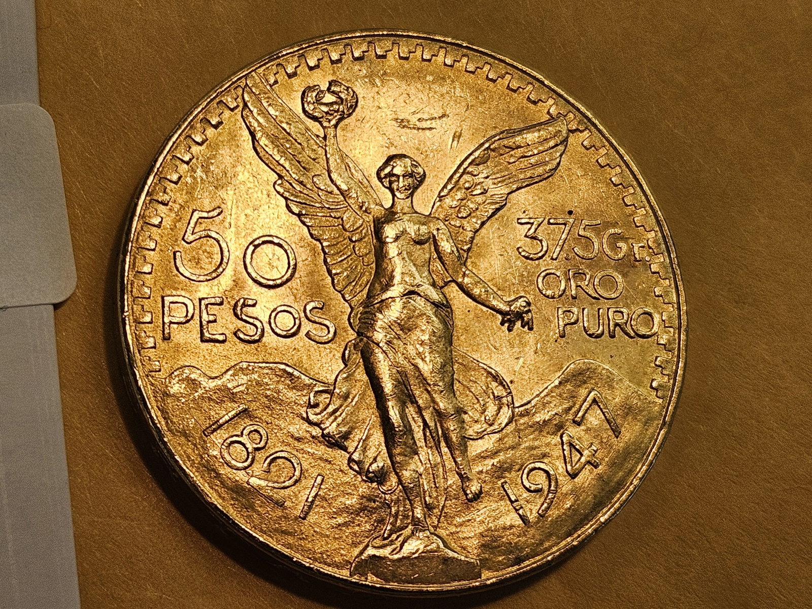 GOLD! Brilliant Uncirculated 1947 Mexico GOLD 50 Pesos - 4