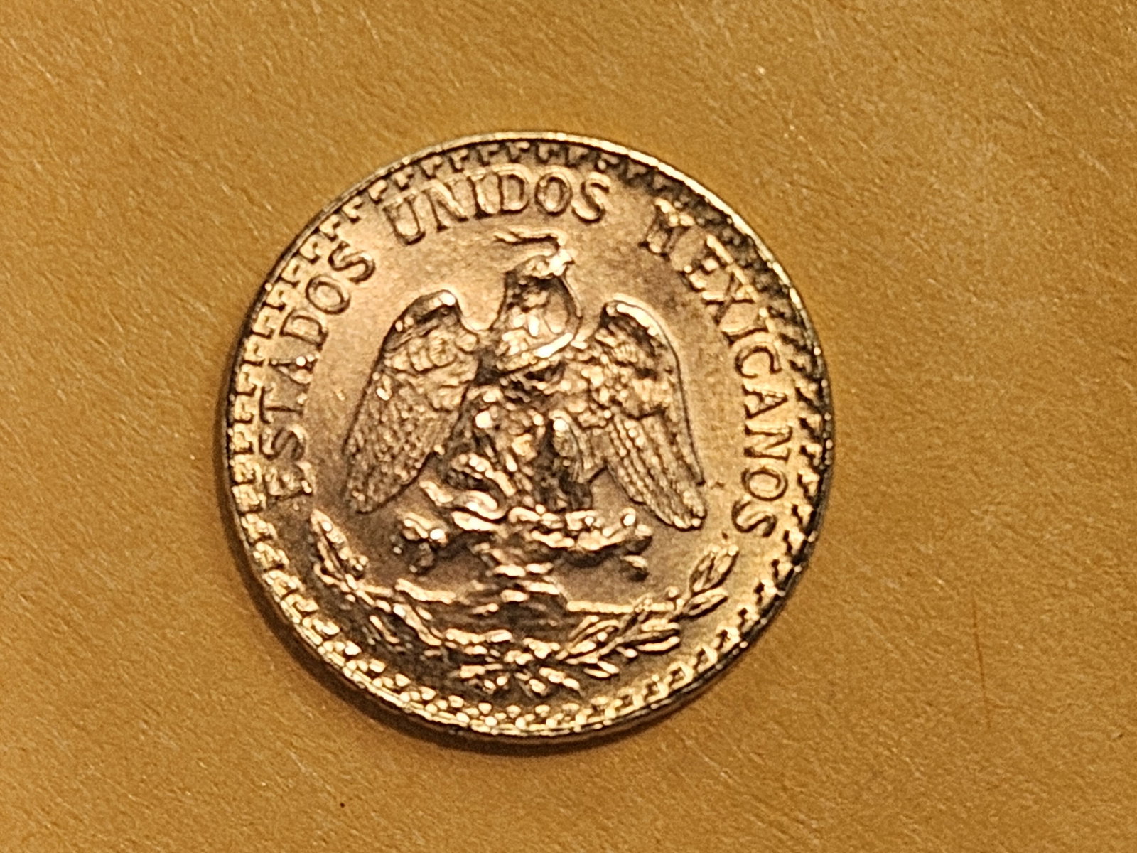 GOLD! Choice Brilliant Uncirculated 1945 Mexico Gold Dos Pesos - 4