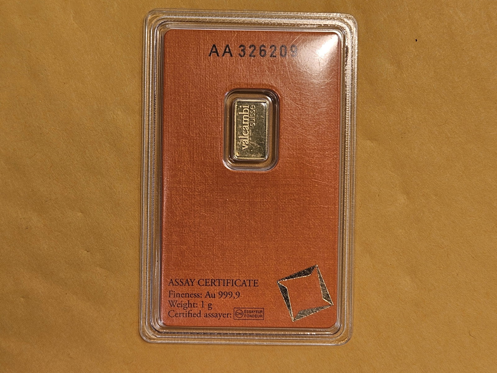 GOLD! Valcambi Suisse One Gram .9999 fine gold bar - 3