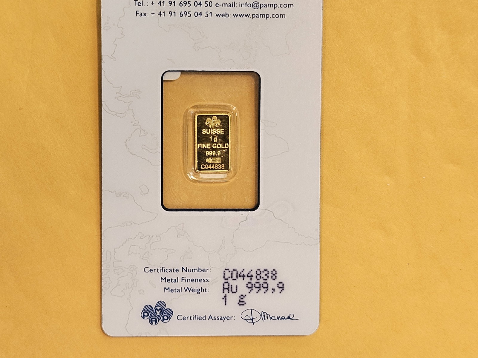 GOLD! PAMP SUISSE One Gram .9999 fine gold bar - 3