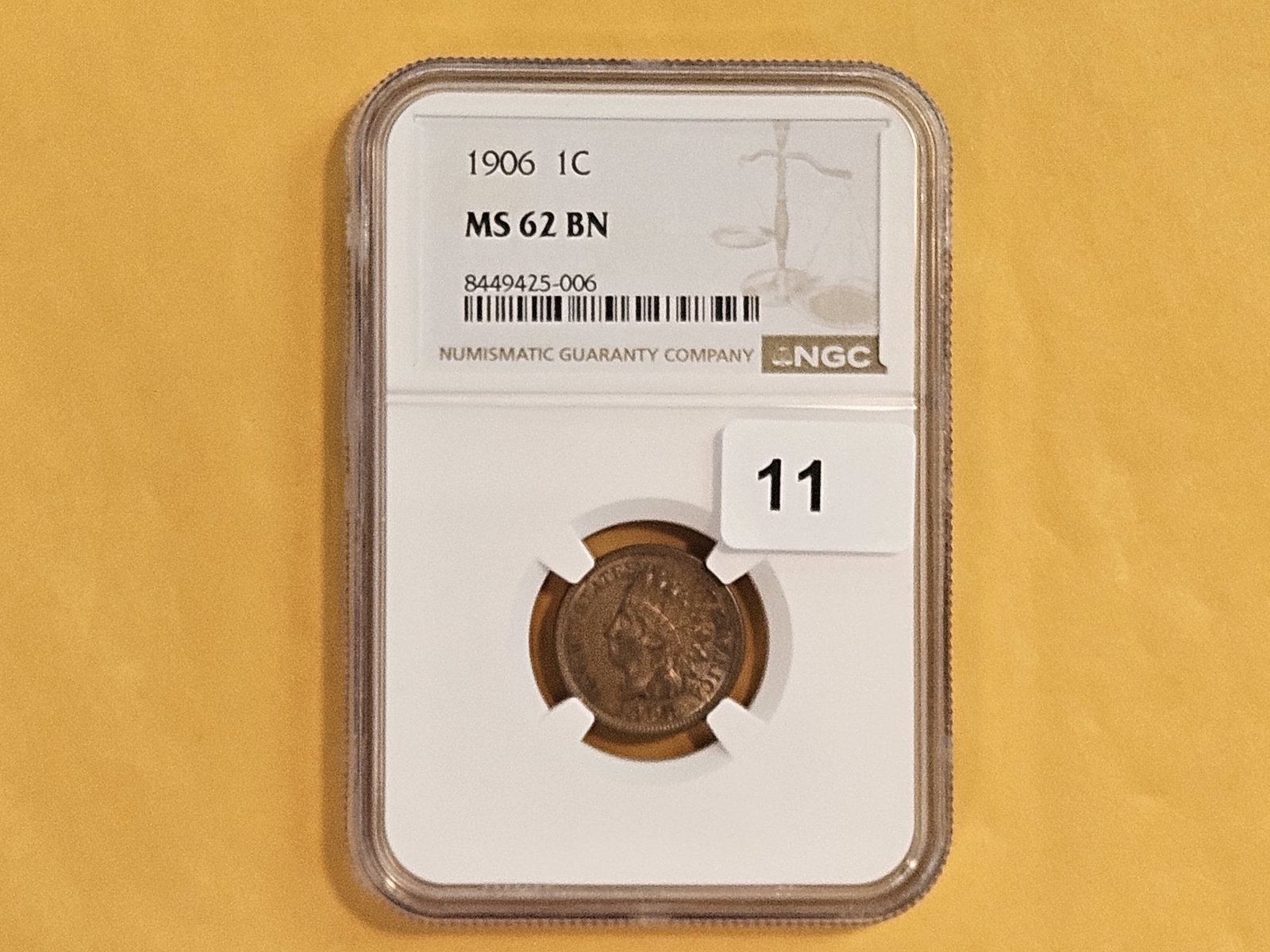 NGC 1906 Indian Cent in Mint State 62 Brown - 2