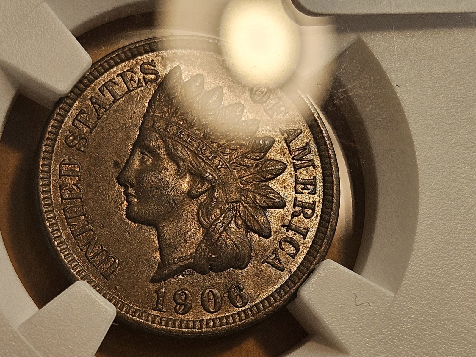 NGC 1906 Indian Cent in Mint State 62 Brown - 4