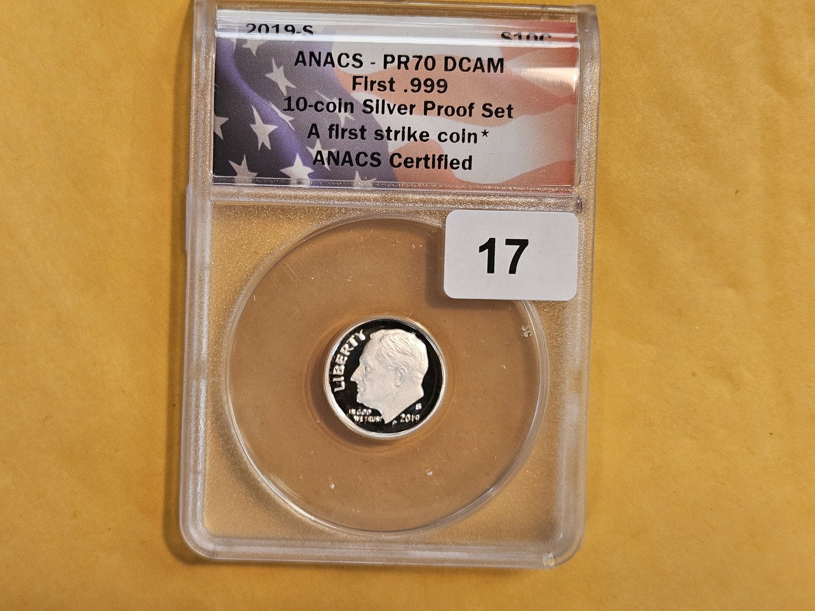 PERFECT! ANACS 2019-S Silver Roosevelt Dime in Proof 70 Deep Cameo - 2