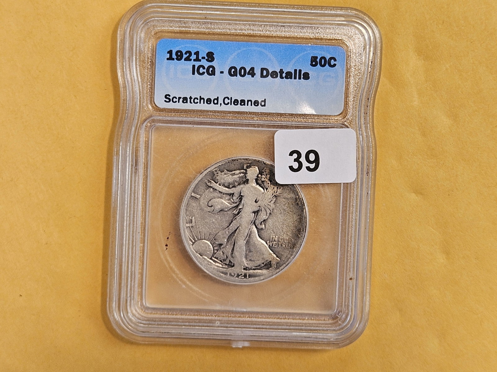 KEY DATE! ICG 1921-S Walking Liberty silver Half Dollar - 2