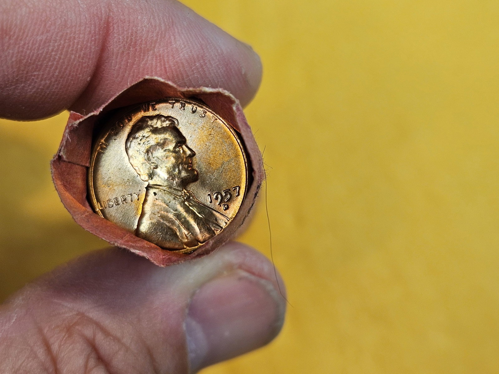 Uncirculated Roll of 1957-D Wheat cents - 3
