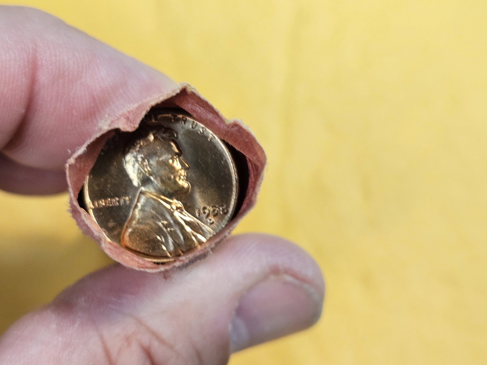 Uncirculated Roll of 1958-D Wheat cents - 3
