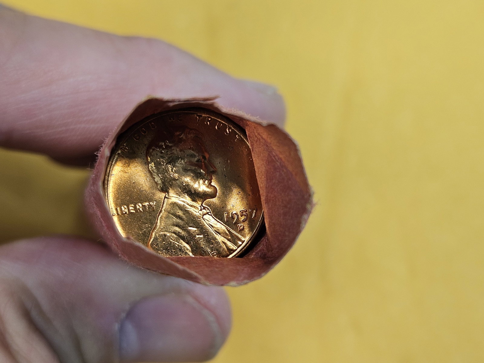 Uncirculated Roll of 1957-D Wheat cents - 3