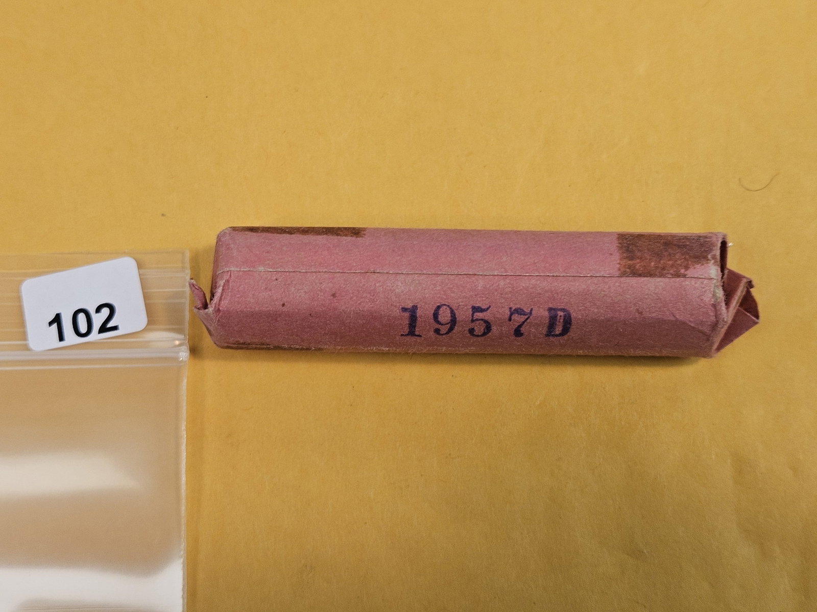 Uncirculated Roll of 1957-D Wheat cents: Came from an old collection. Ends show BU RED. Unopened, unchecked by us