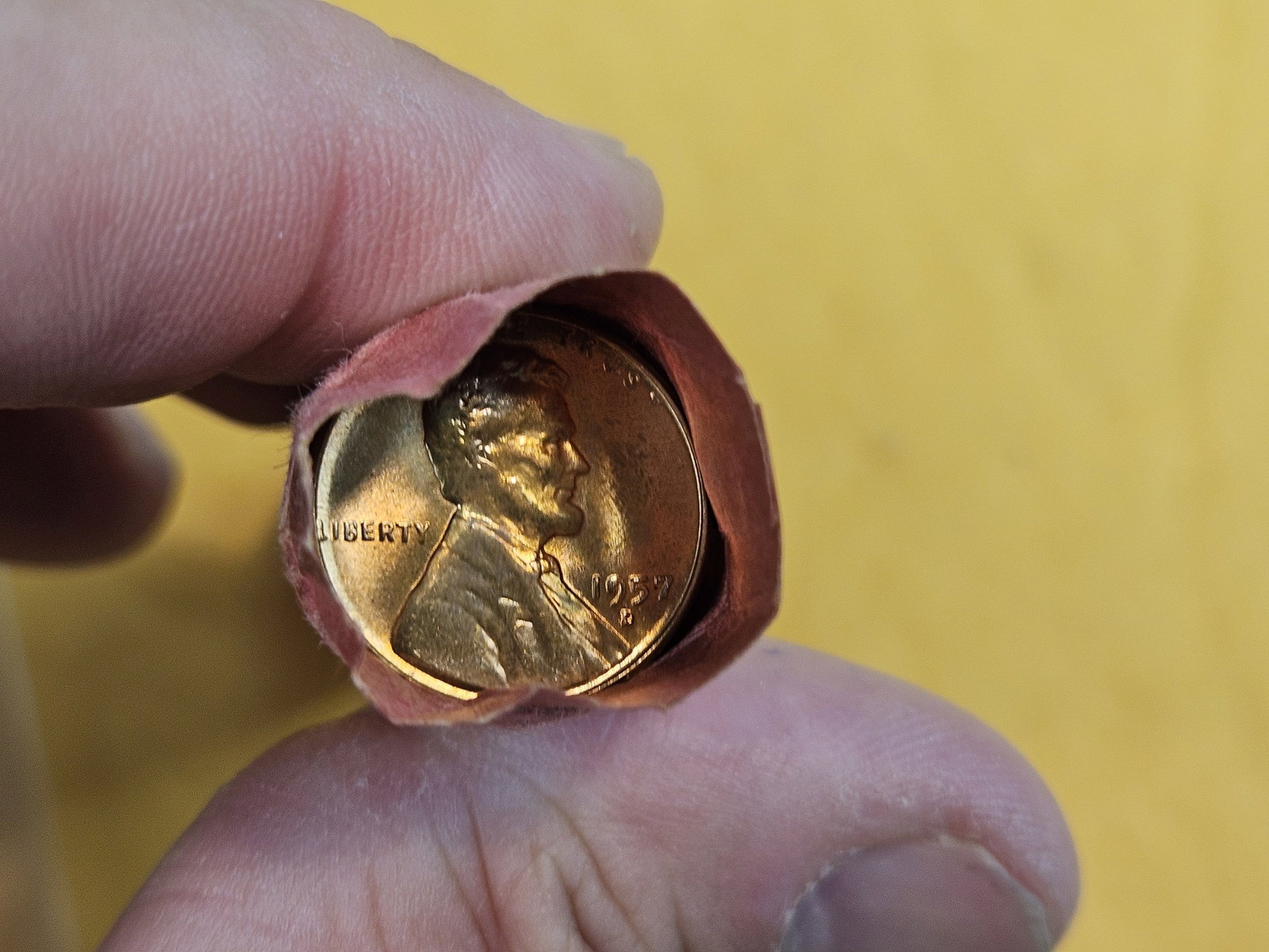 Uncirculated Roll of 1957-D Wheat cents - 2