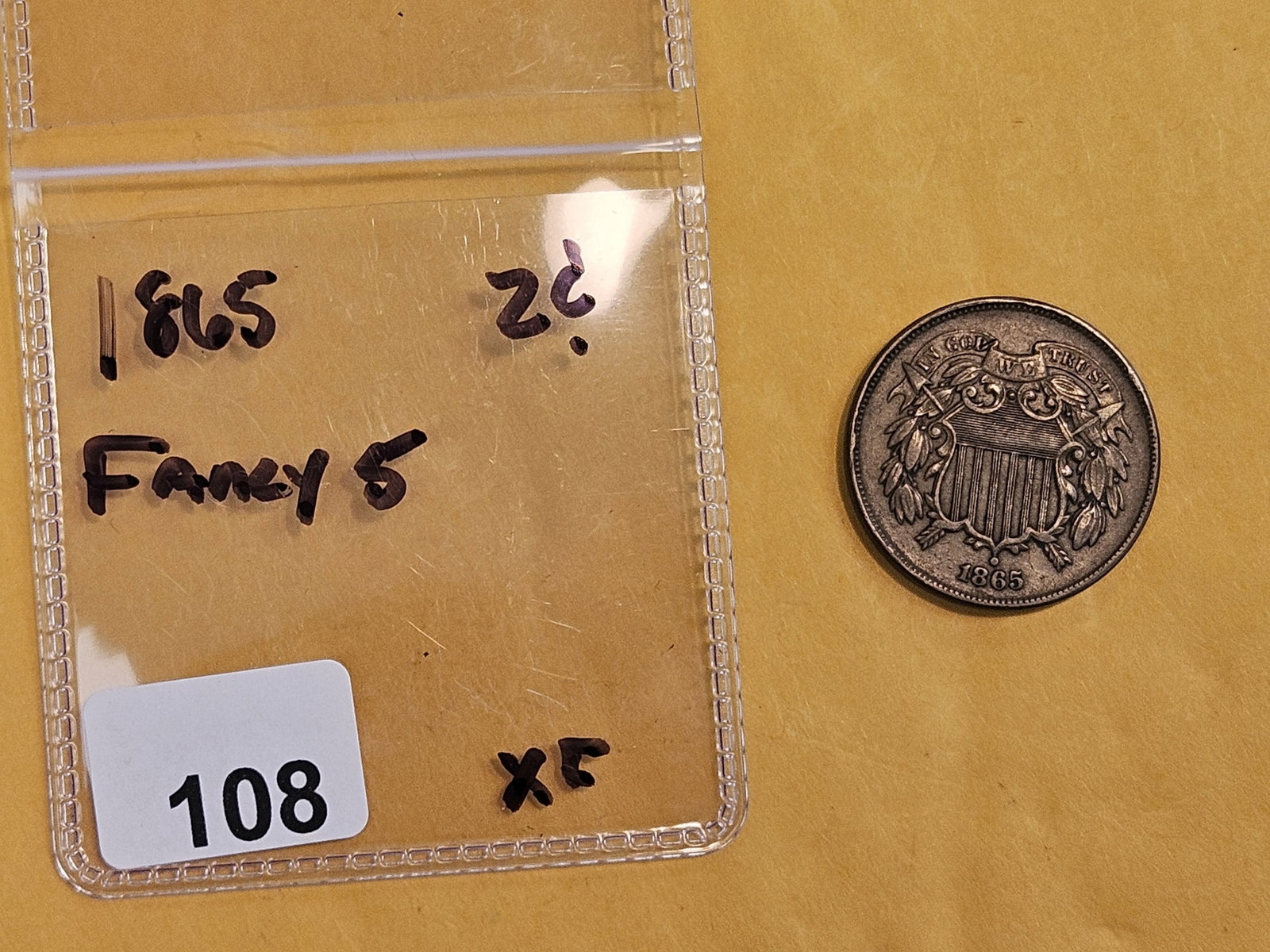 1865 Two Cent piece in Extra Fine - 2