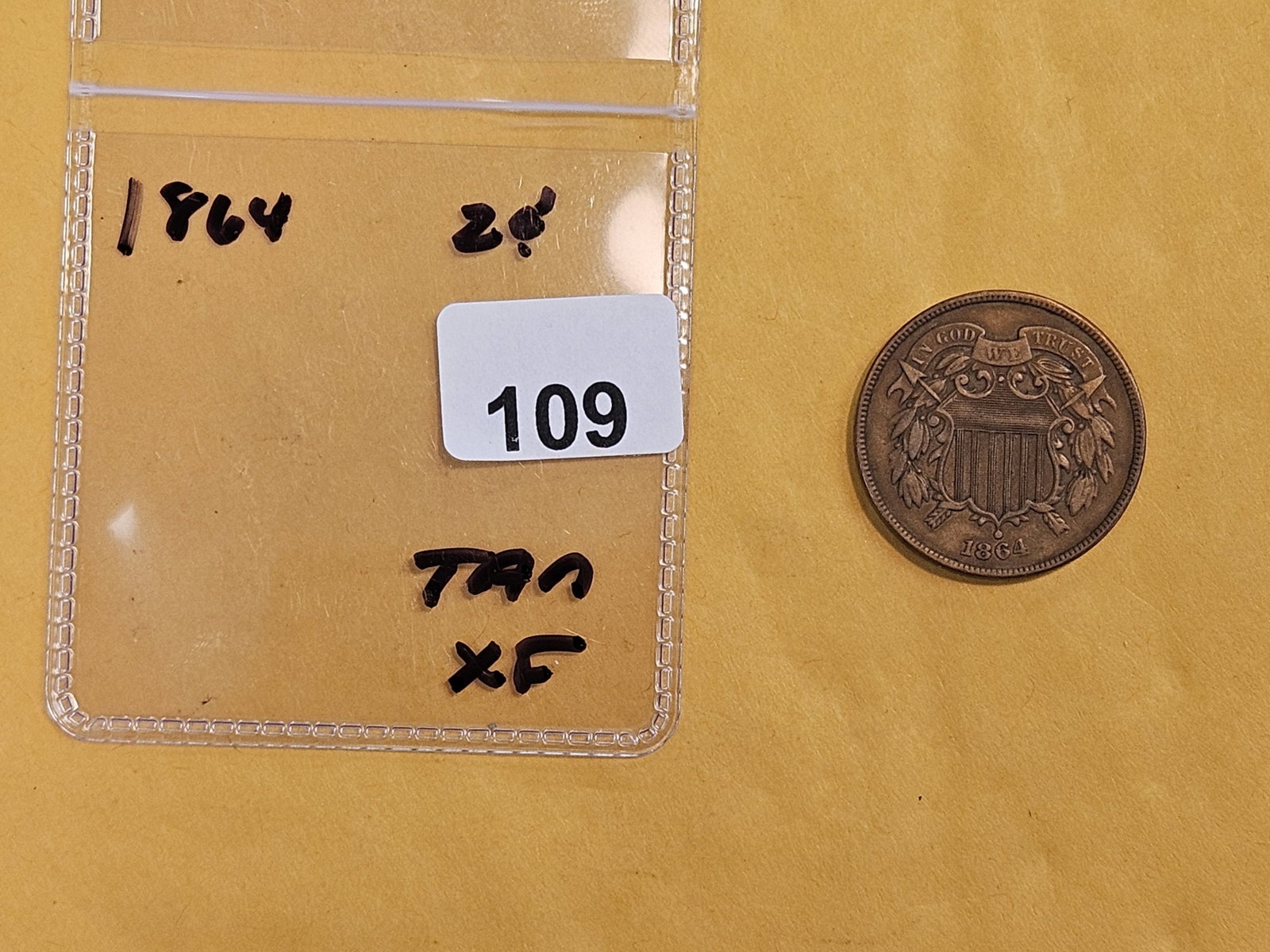 1864 Two Cent piece in Extra Fine - 2