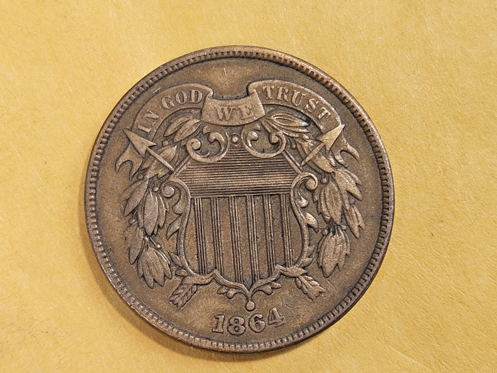 1864 Two Cent piece in Extra Fine - 3
