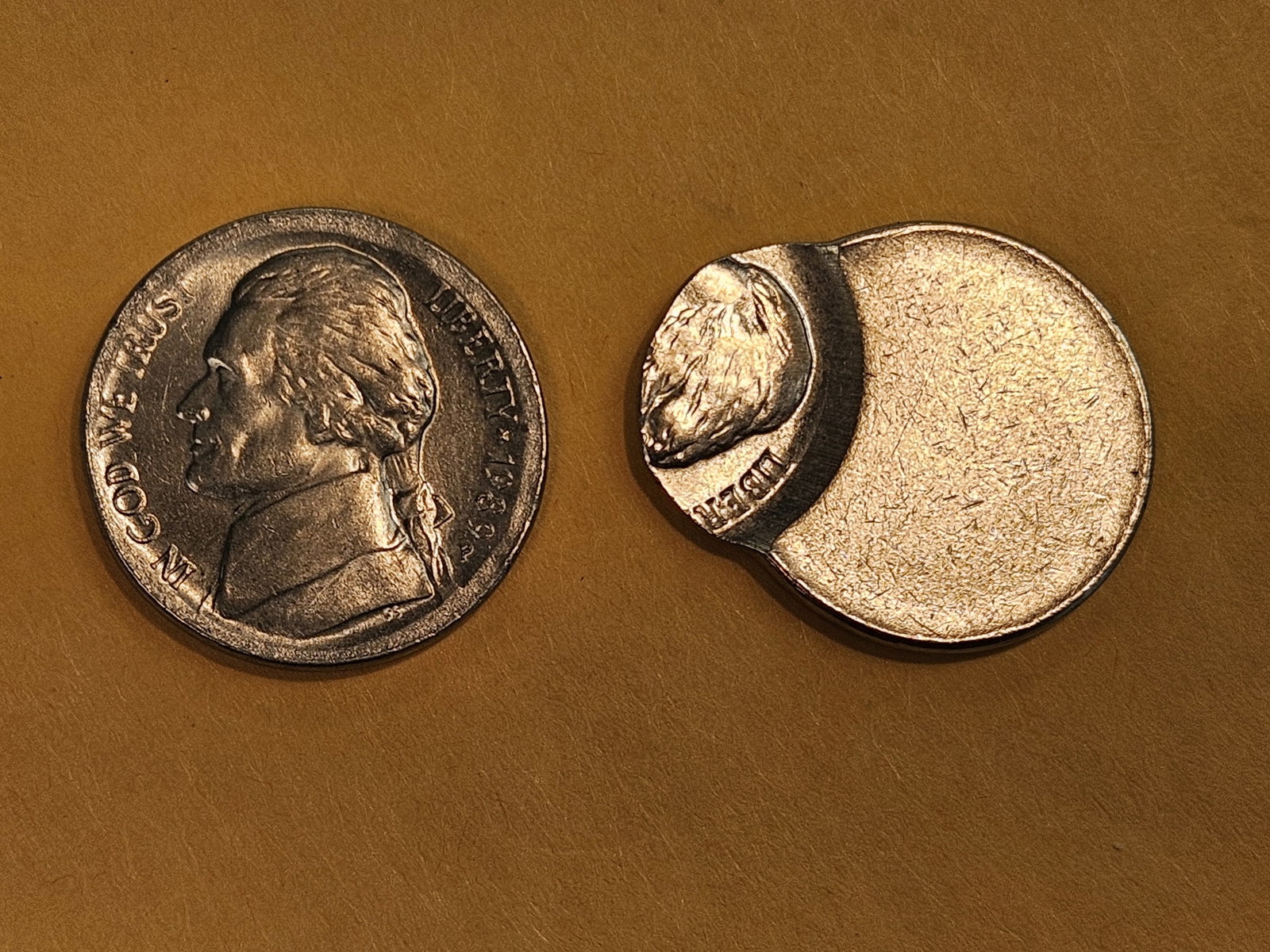 MINT ERRORS! Two Brilliant Uncirculated Jefferson Nickels: 1989 Out-of-Collar Strike and an off-center strike