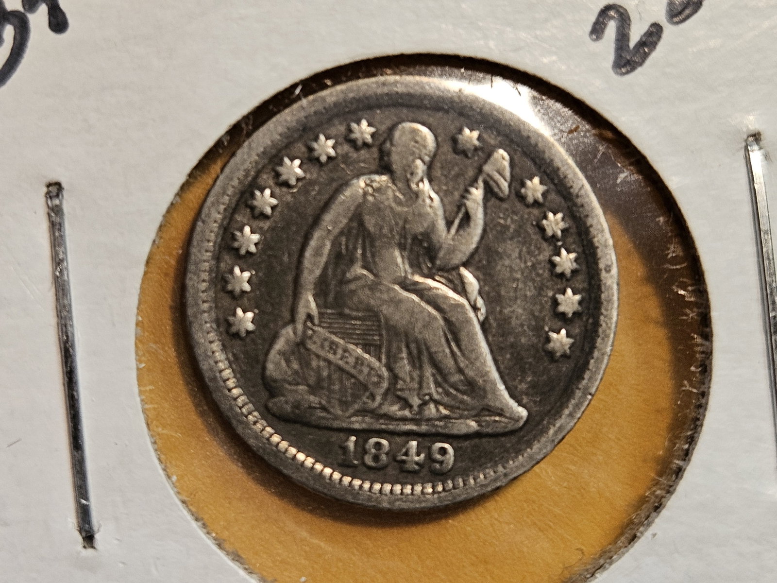 ** KEY DATE ** 1849-O Seated Liberty silver Half Dime: Grades in Very Fine!