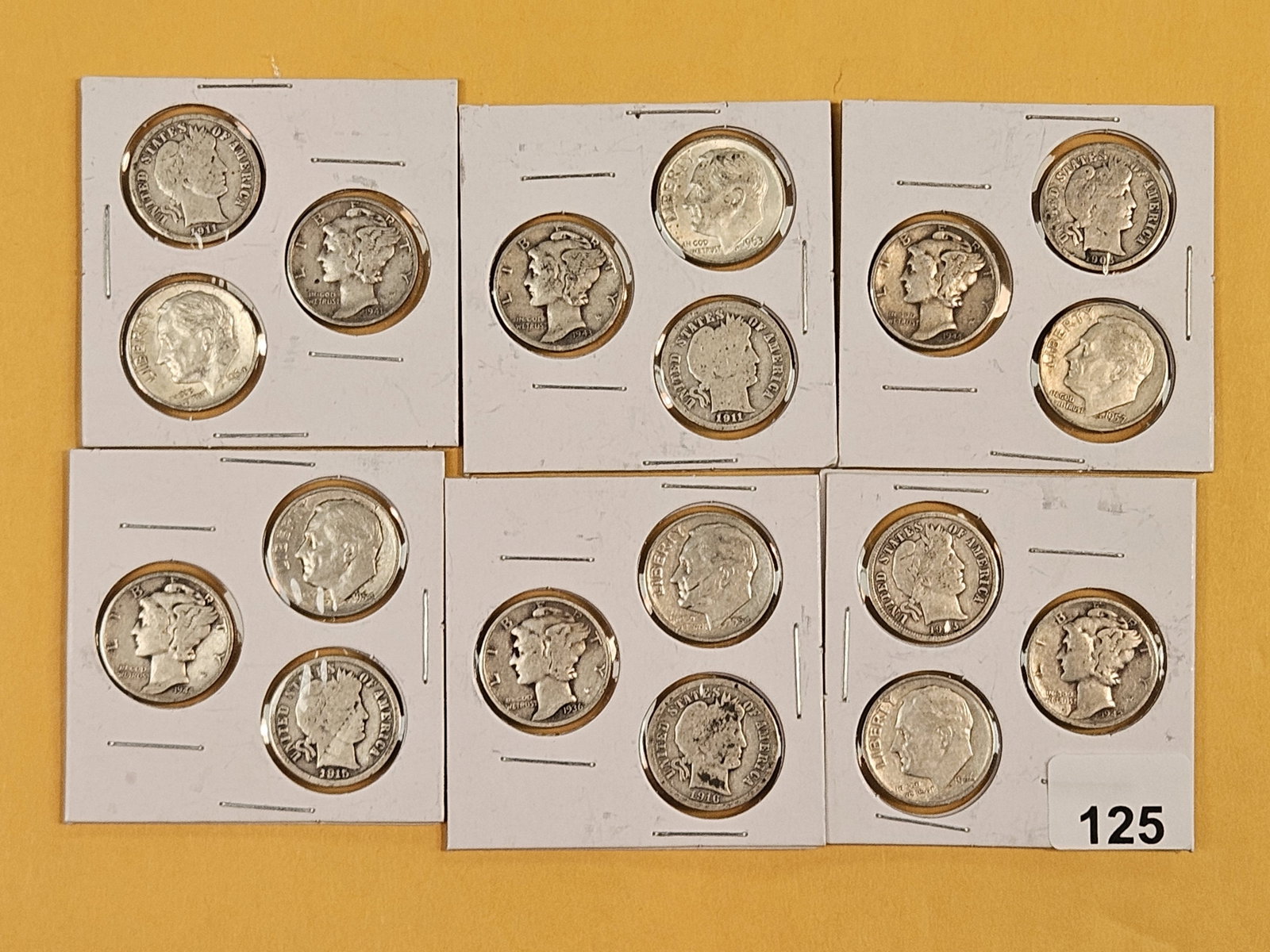 Eighteen mixed silver Dimes (1 of 3)