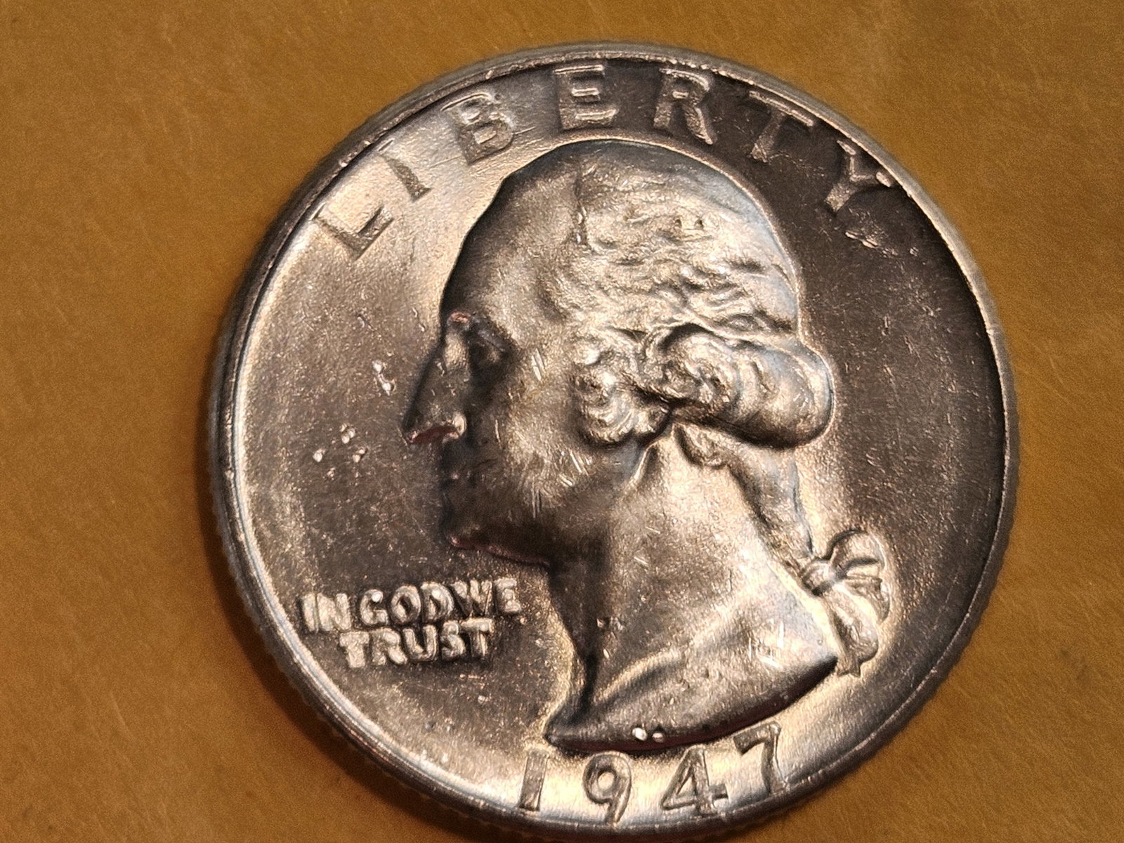 Choice Brilliant Uncirculated 1947 Washington Quarter: Great luster