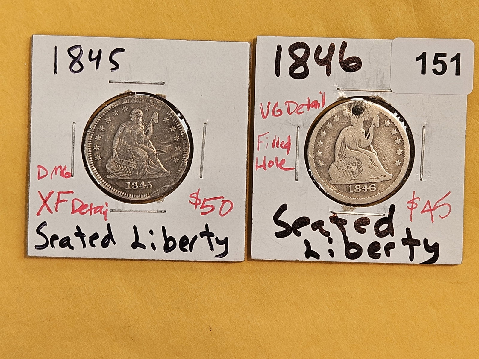 Two little better Seated Liberty silver Quarters (1 of 3)