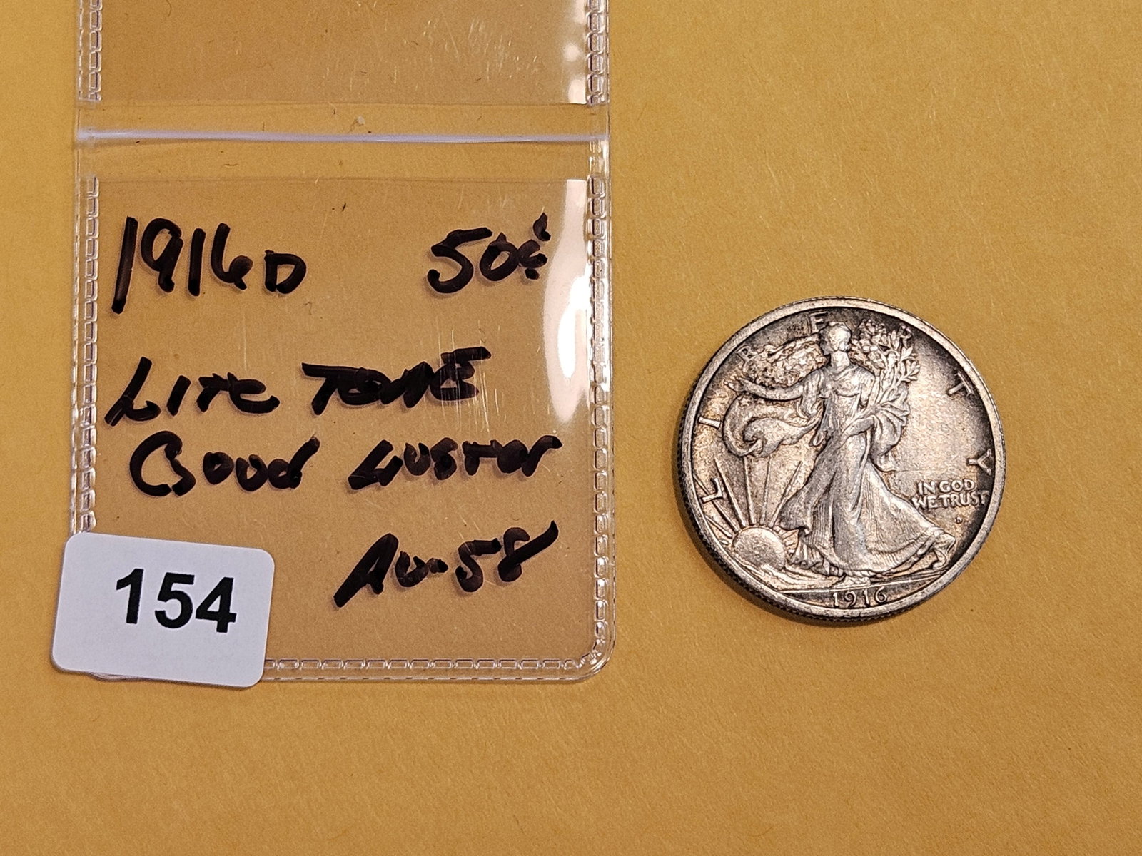Semi-Key 1916-D Walking Liberty Half Dollar - 2