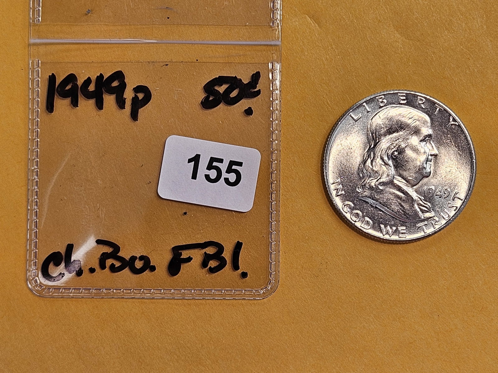Choice Brilliant Uncirculated 1949 Franklin Half Dollar FBL - 2