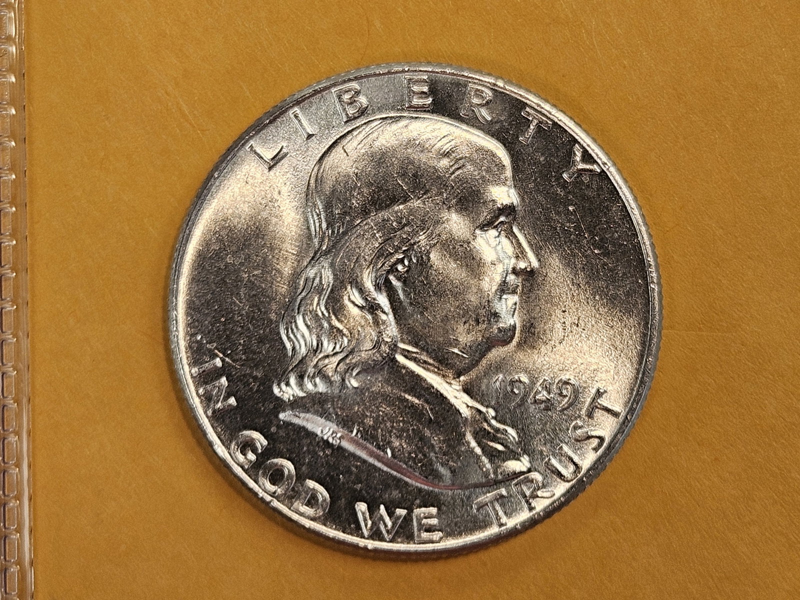 Choice Brilliant Uncirculated 1949 Franklin Half Dollar FBL - 3