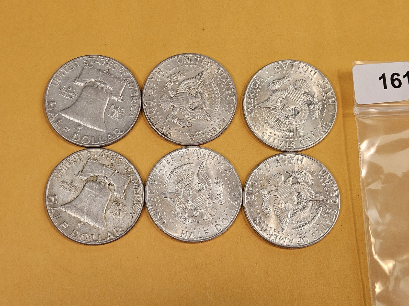 Six mixed silver Half Dollars - 3