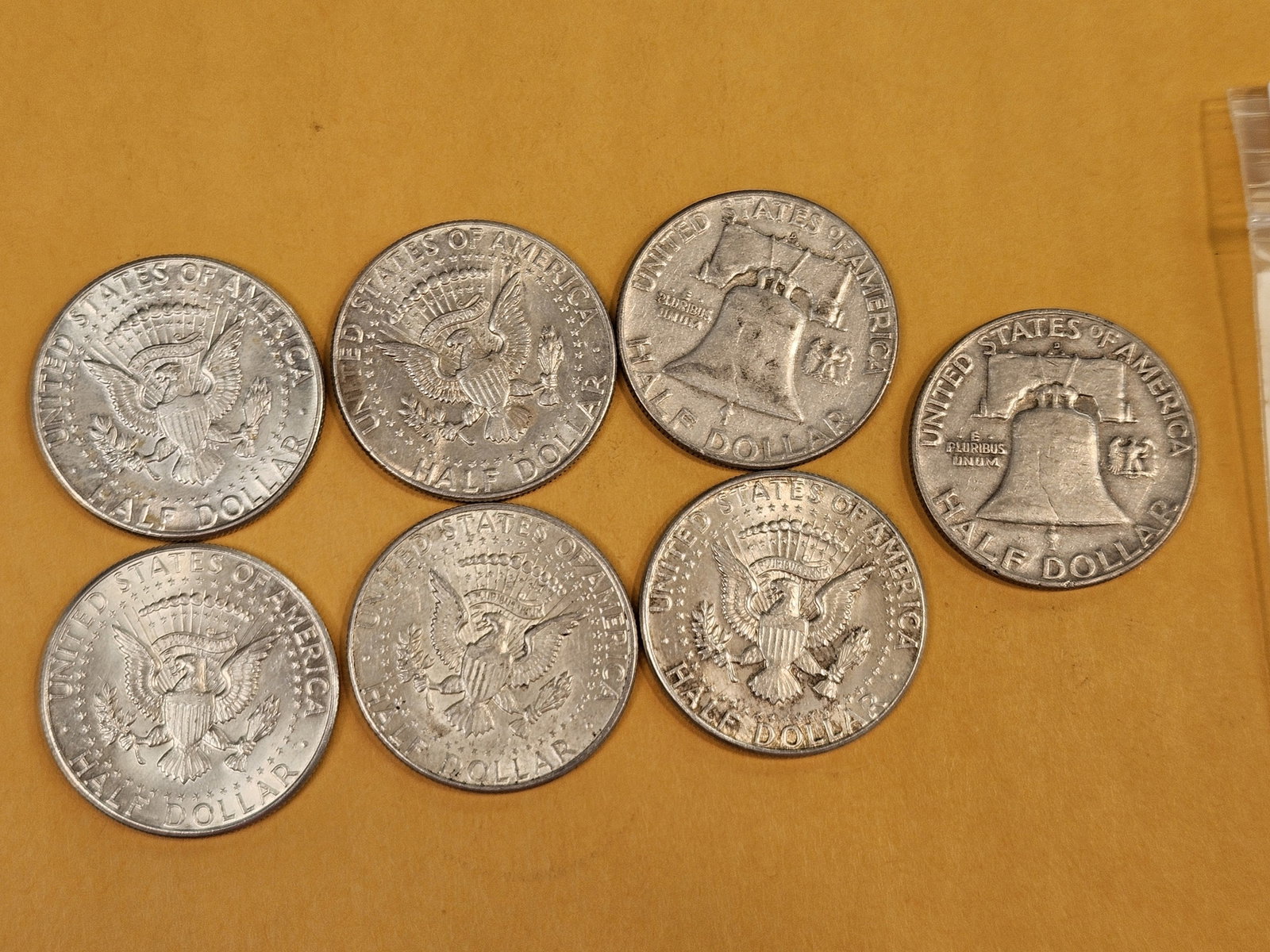 Seven mixed silver Half Dollars - 2