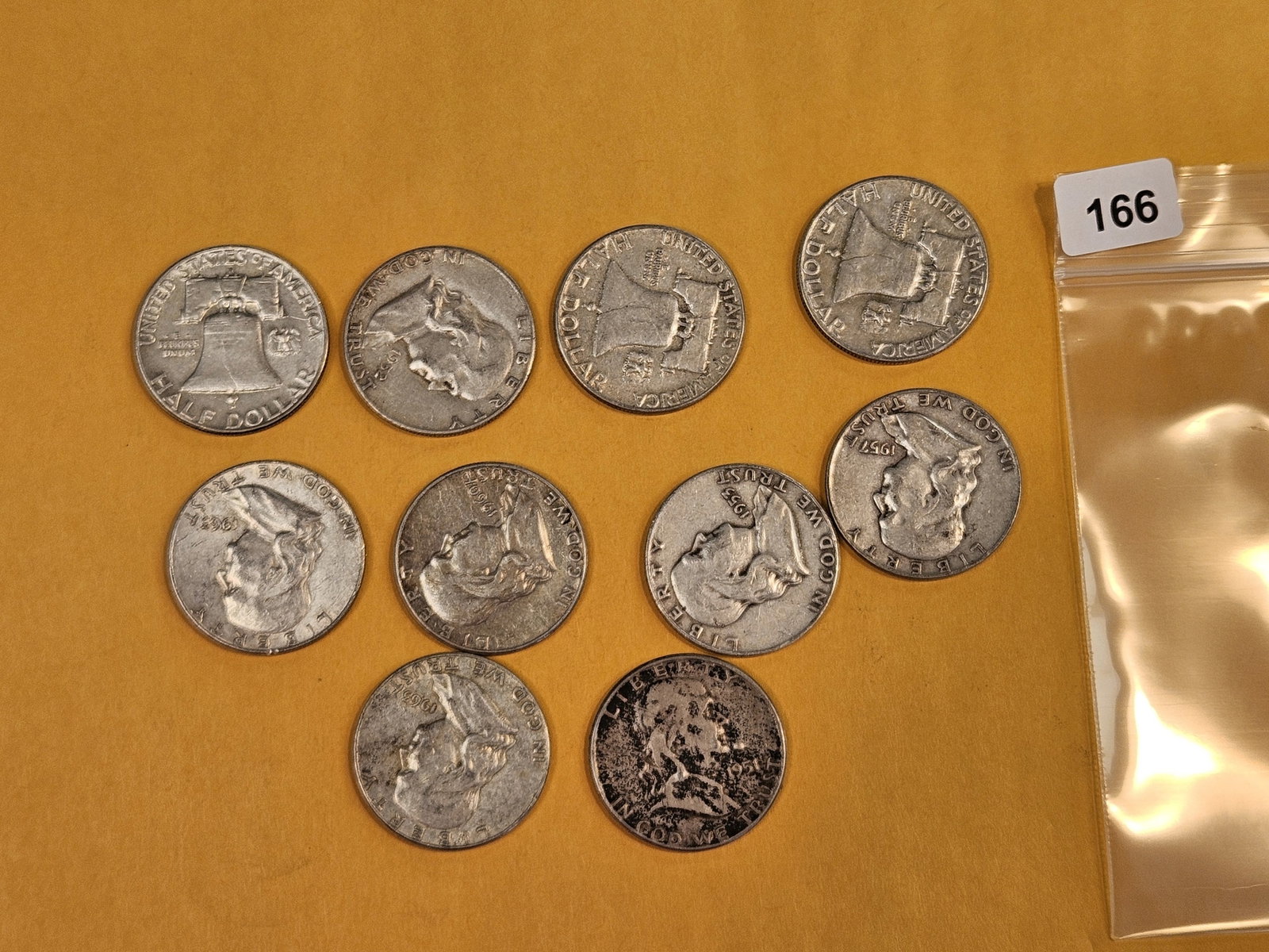 Ten mixed silver Franklin Half Dollars (1 of 1)