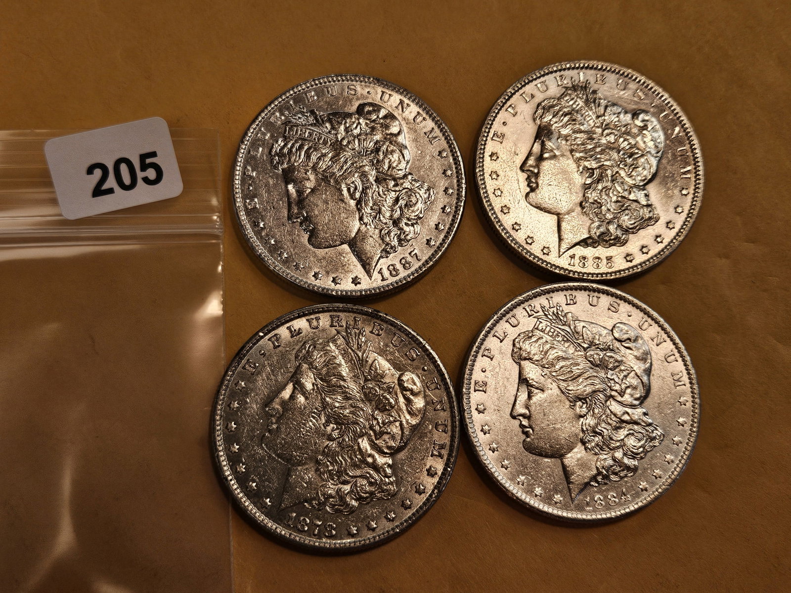 Four Brilliant About Uncirculated Morgan silver Dollars - 2