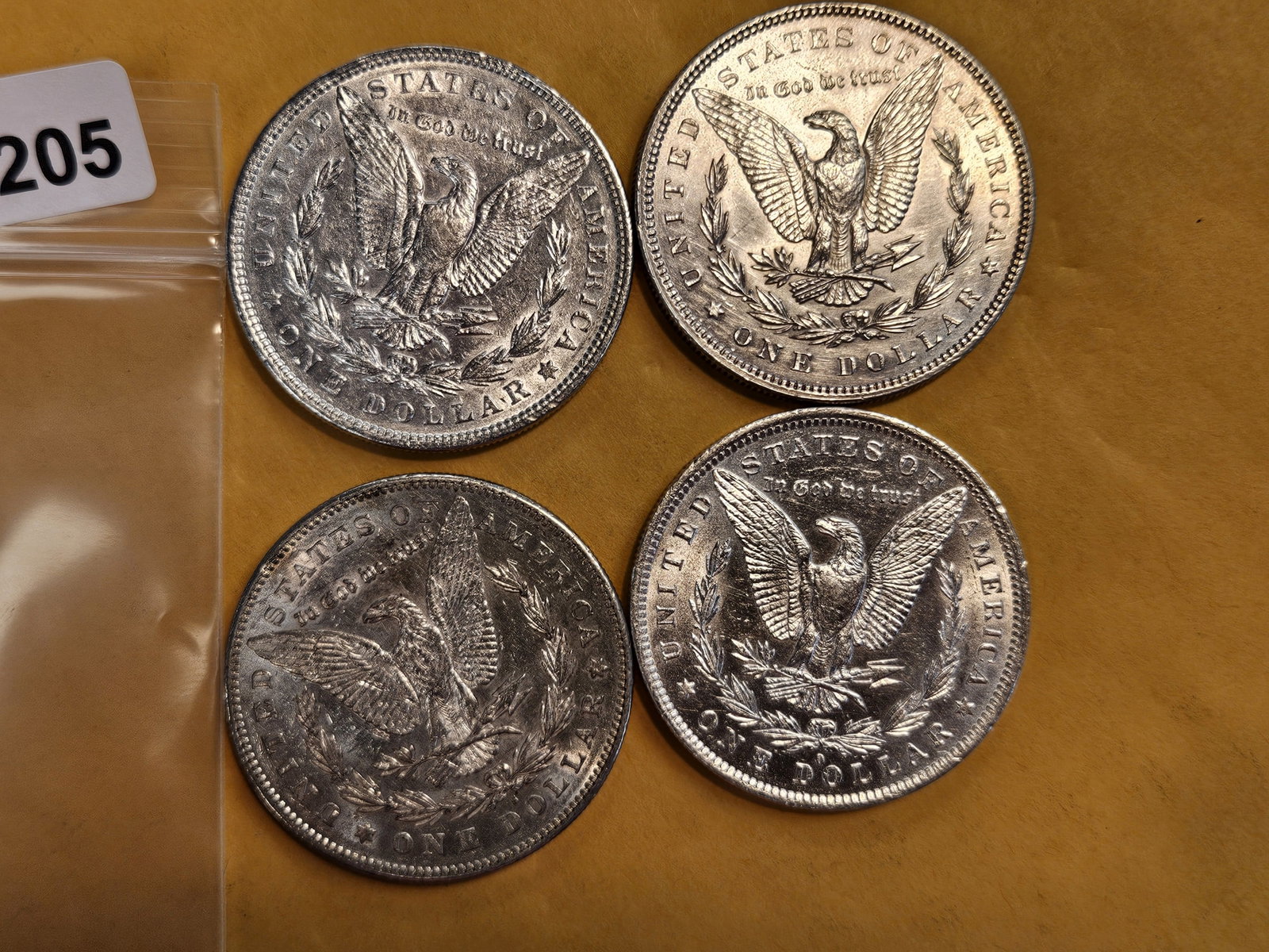 Four Brilliant About Uncirculated Morgan silver Dollars - 3