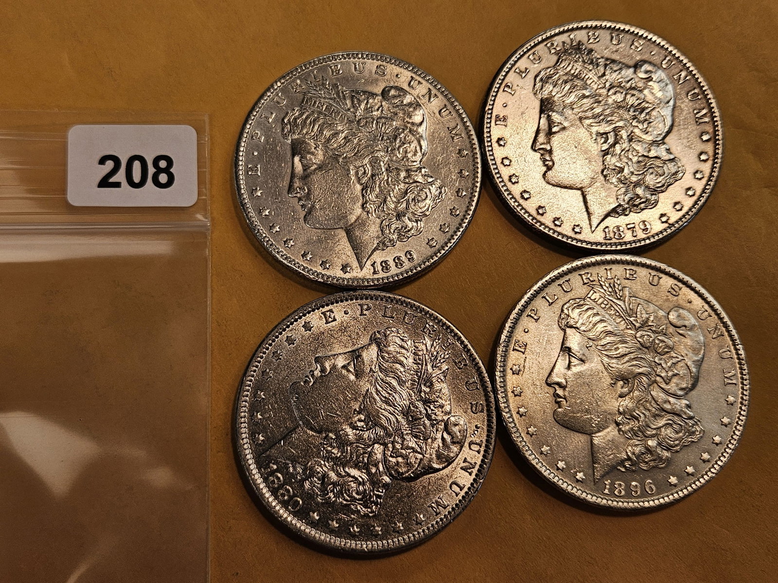 Four Brilliant About Uncirculated Morgan silver Dollars - 2