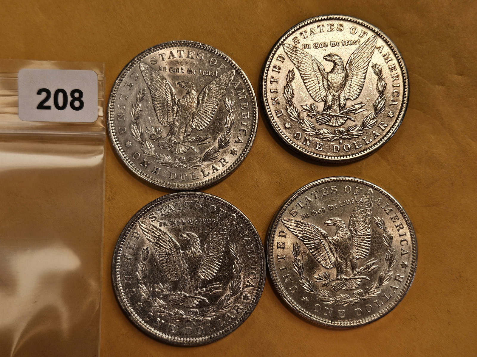 Four Brilliant About Uncirculated Morgan silver Dollars - 3
