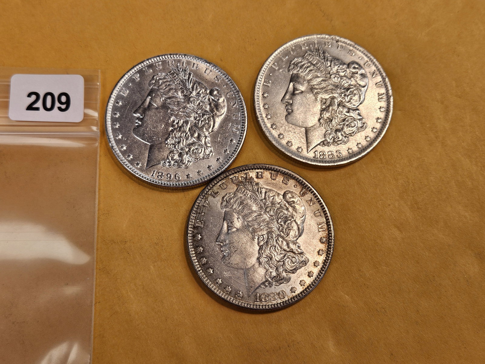 Three Brilliant About Uncirculated Morgan silver Dollars - 2