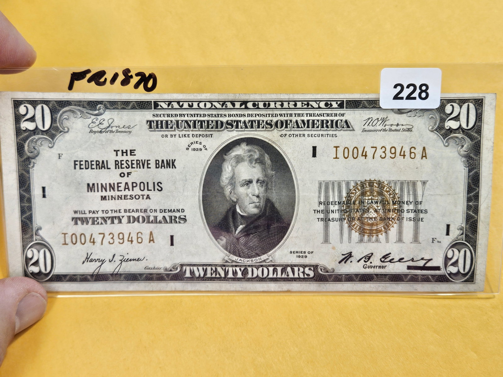 Crisp About Uncirculated Series of 1928 Twenty Dollar National Currency - 2