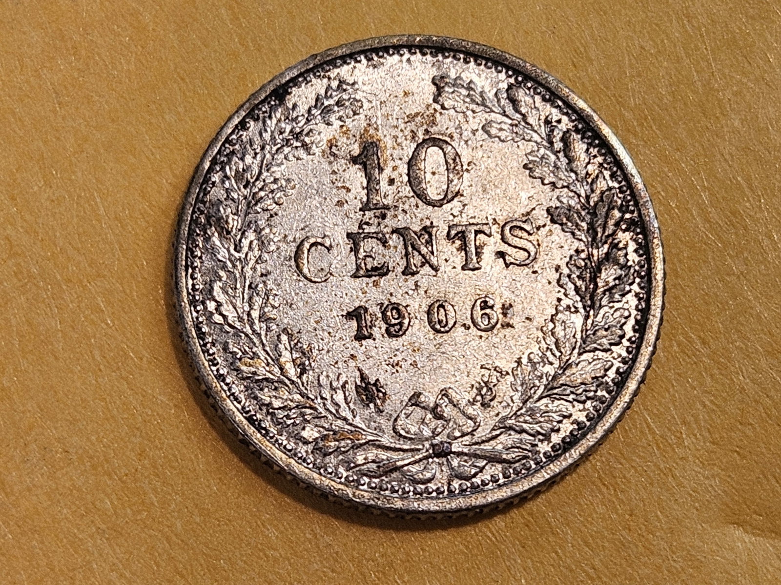 Bright About Uncirculated plus 1906 Netherlands 10 cents - 4