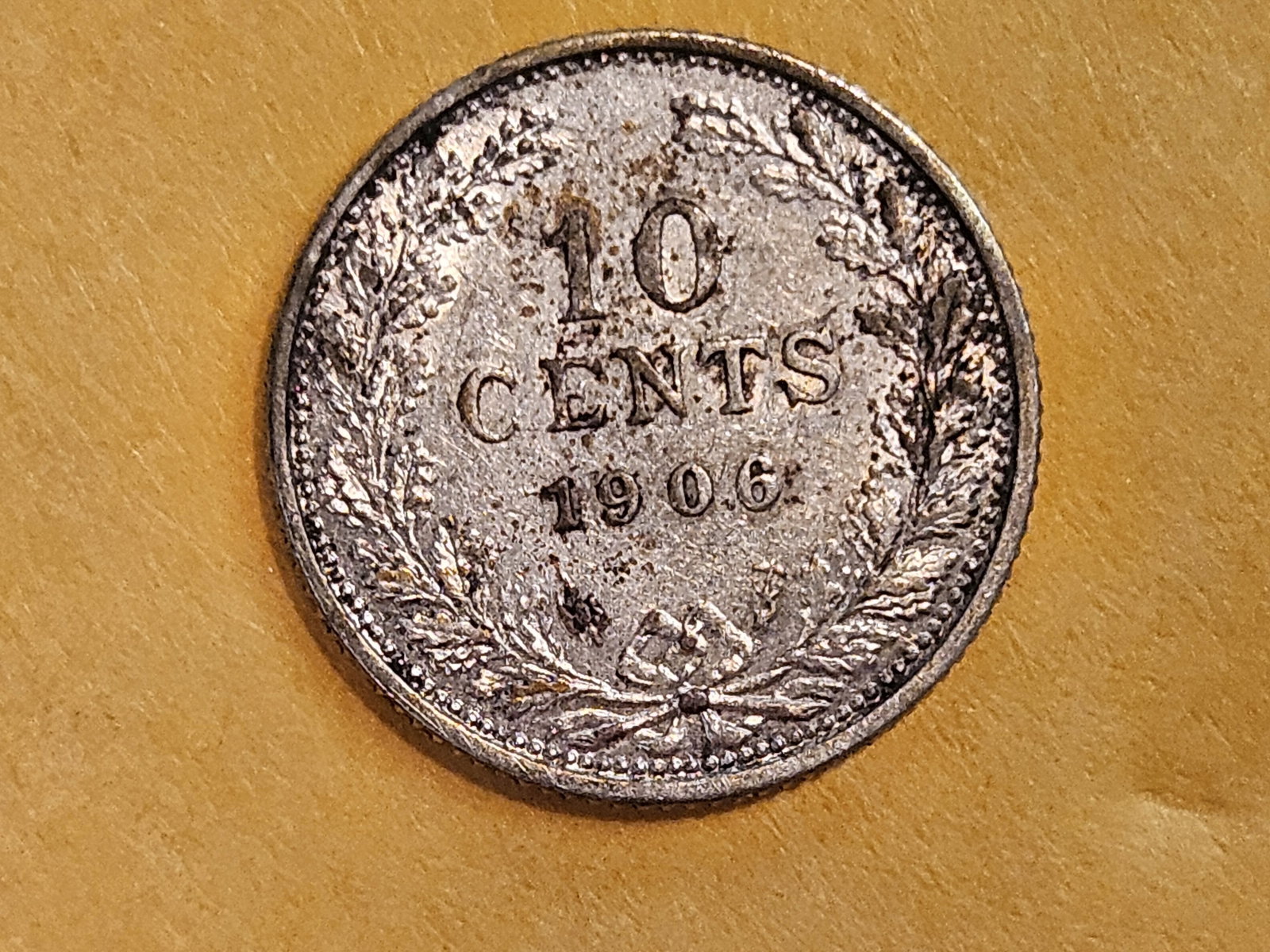 Bright About Uncirculated plus 1906 Netherlands 10 cents - 5