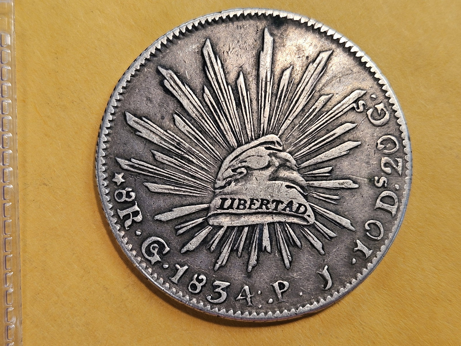 1843 Pj Mexico silver 8 reals in Extra Fine: KM 377.8