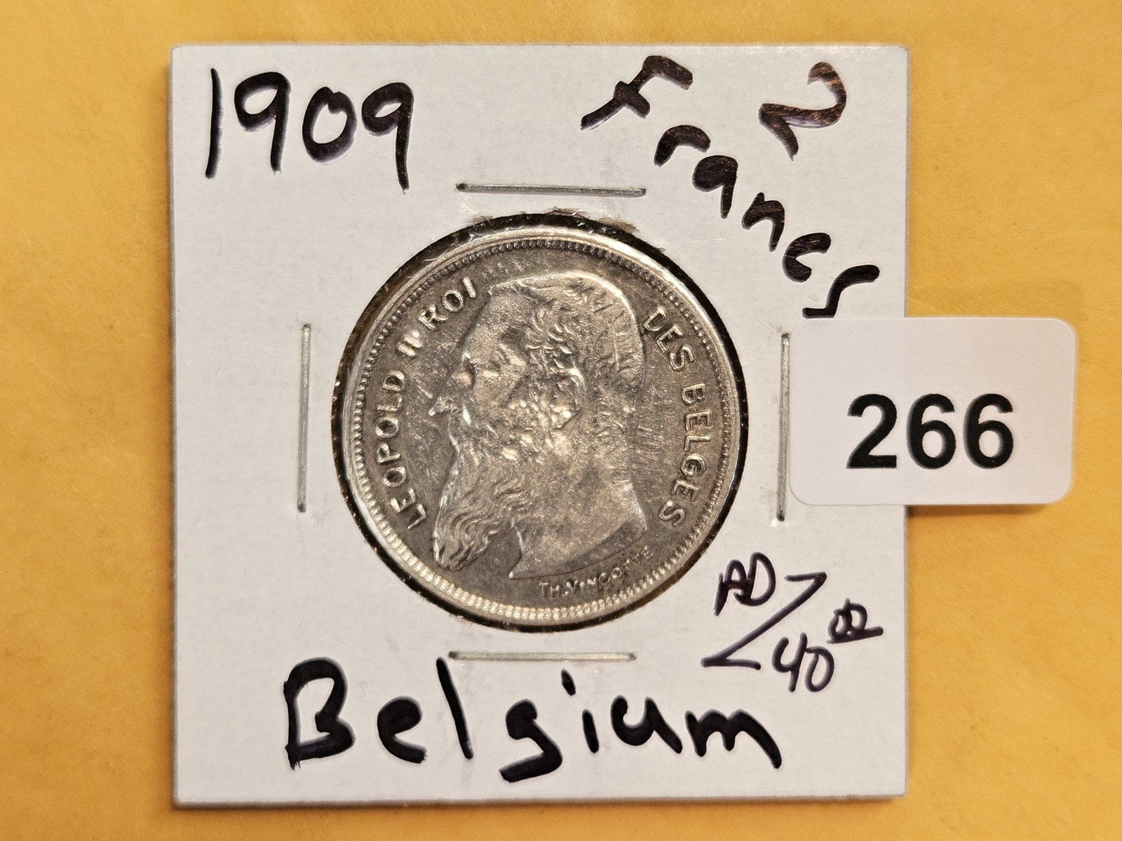 1909 Belgium silver 2 Francs - 2