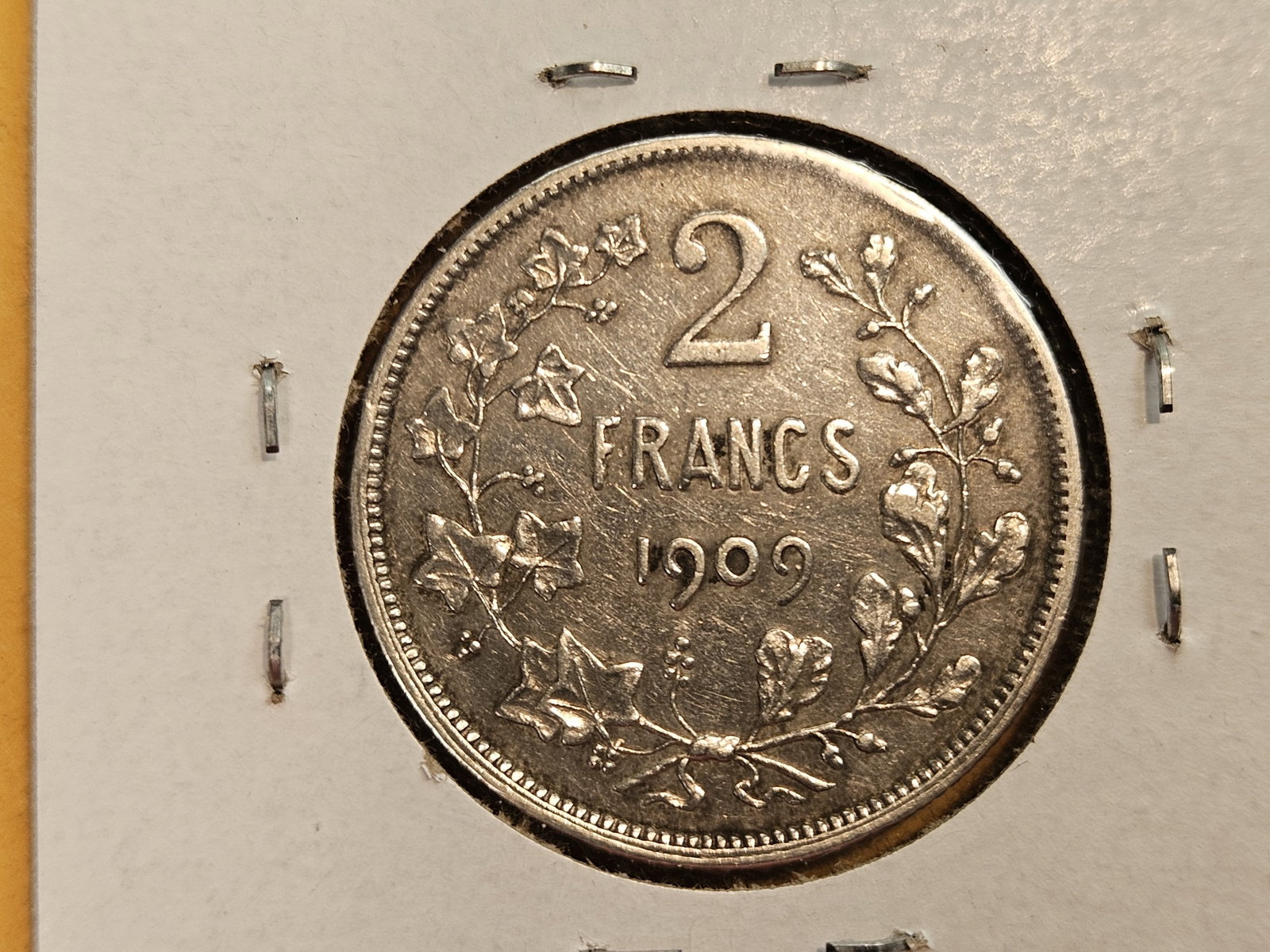 1909 Belgium silver 2 Francs - 3