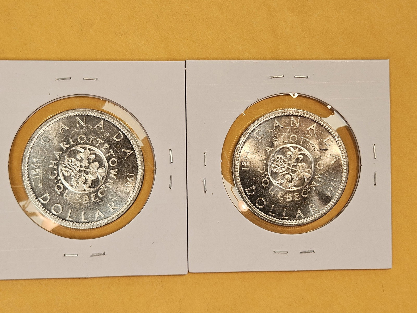 Two GEM Brilliant Uncirculated 1964 Canada Silver Dollars - 2