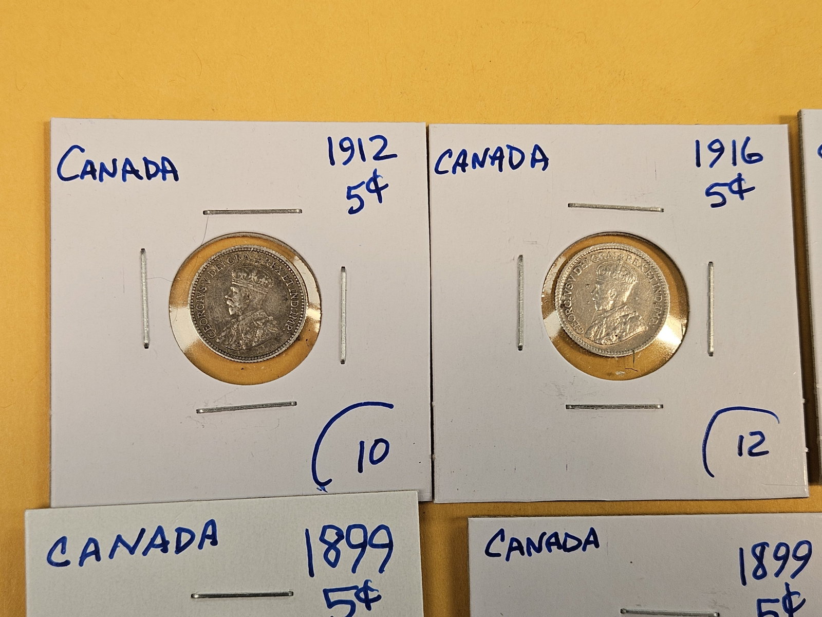 Fifteen mixed, silver, Canadian 5 cent coins - 2