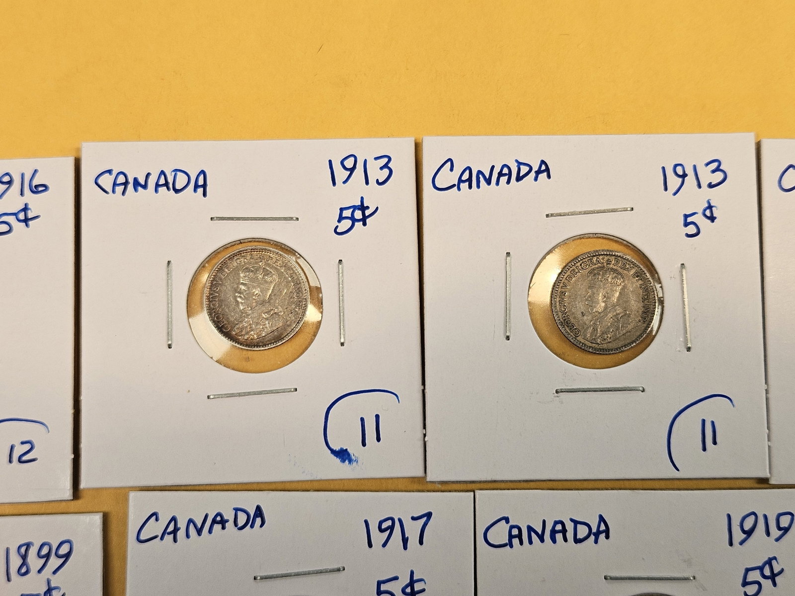 Fifteen mixed, silver, Canadian 5 cent coins - 3