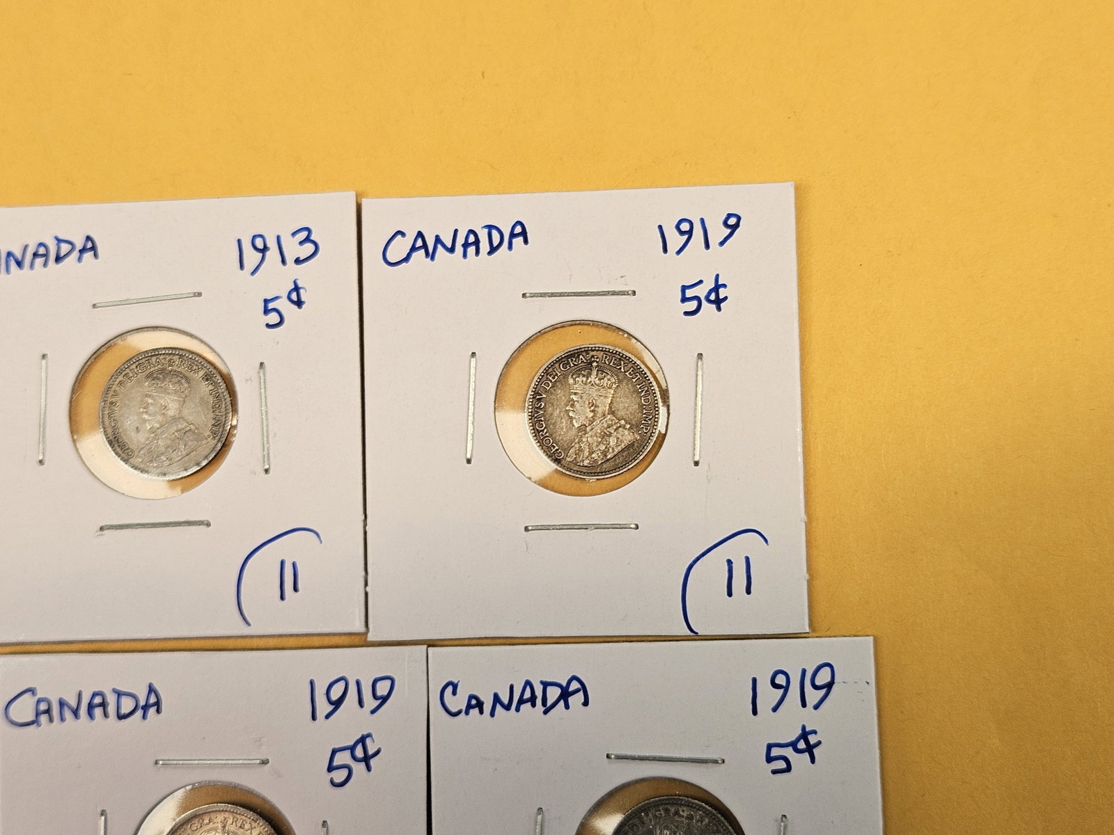 Fifteen mixed, silver, Canadian 5 cent coins - 4