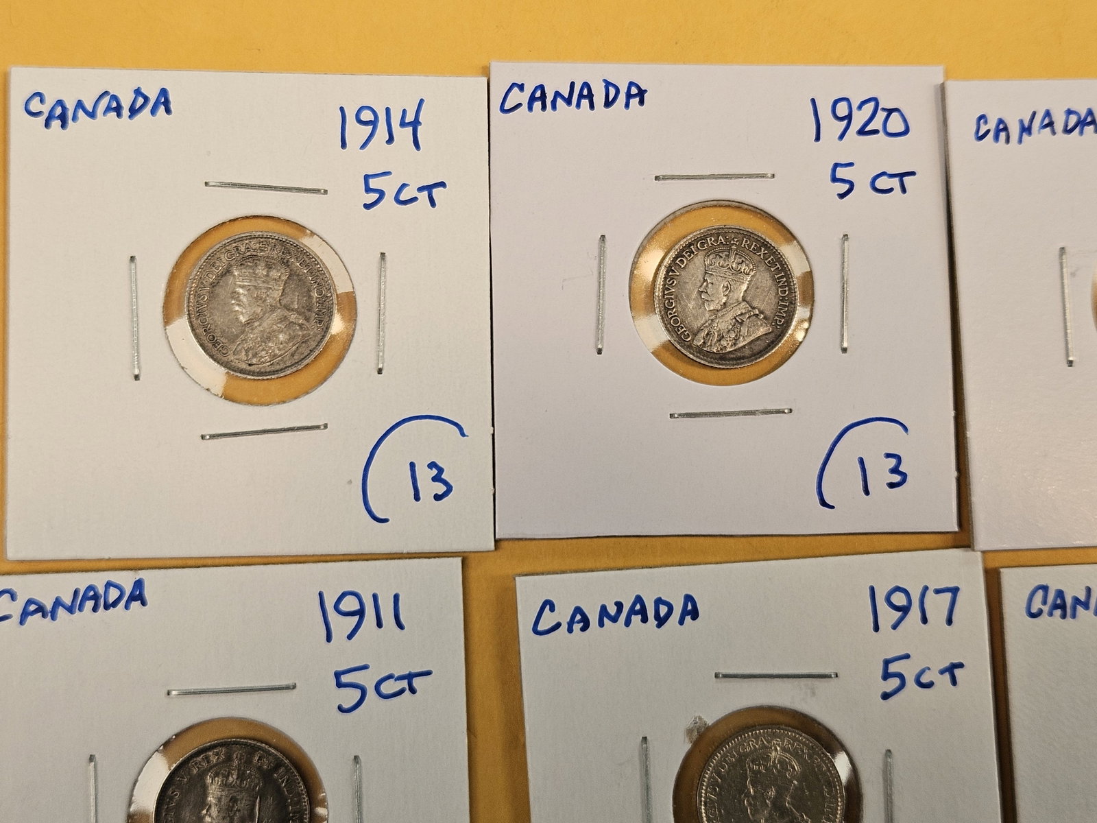 Fifteen mixed, silver, Canadian 5 cent coins - 2
