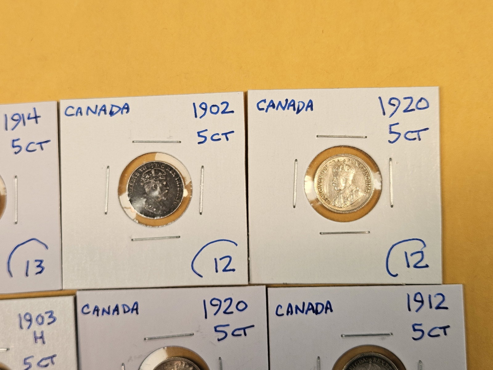 Fifteen mixed, silver, Canadian 5 cent coins - 4