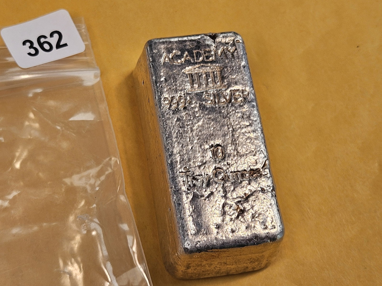 TEN TROY OUNCE .999 fine silver poured bar - 2